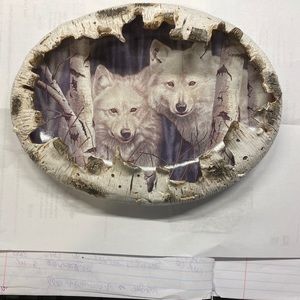 Bradford‎ Exchange White Magic Wolves Plate Rusty Frentner Spirits Forest